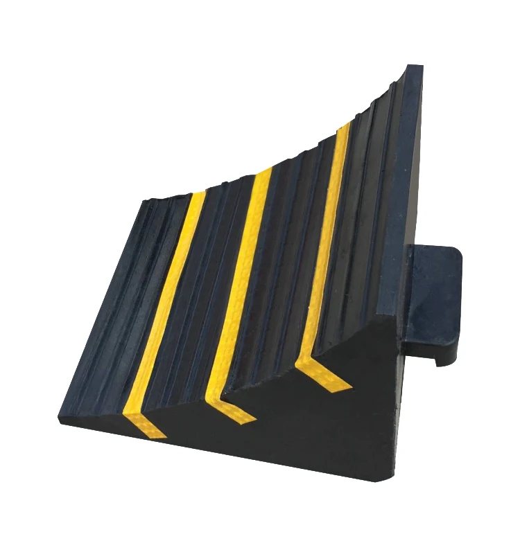 Vehicle Black And Yellow Rubber Truck Wheel Chock Car Stopper For Parking And Loading Sale