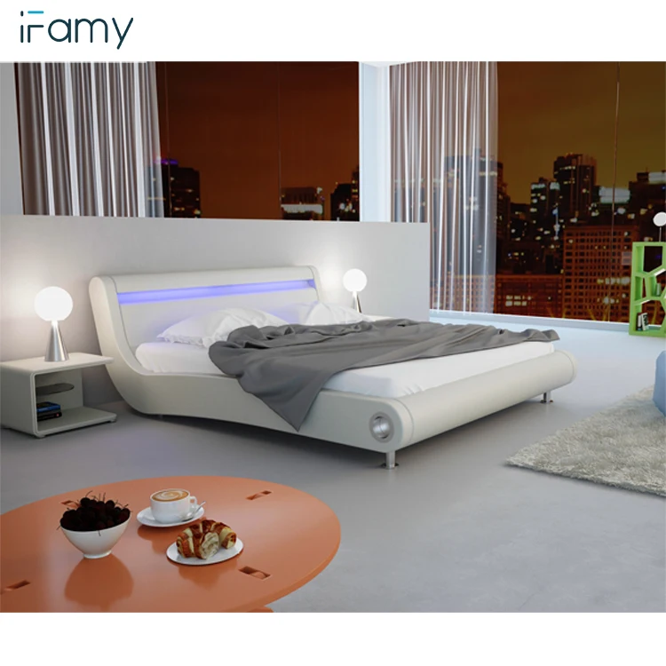 
High-end modern girls bedroom furniture with led light bed 