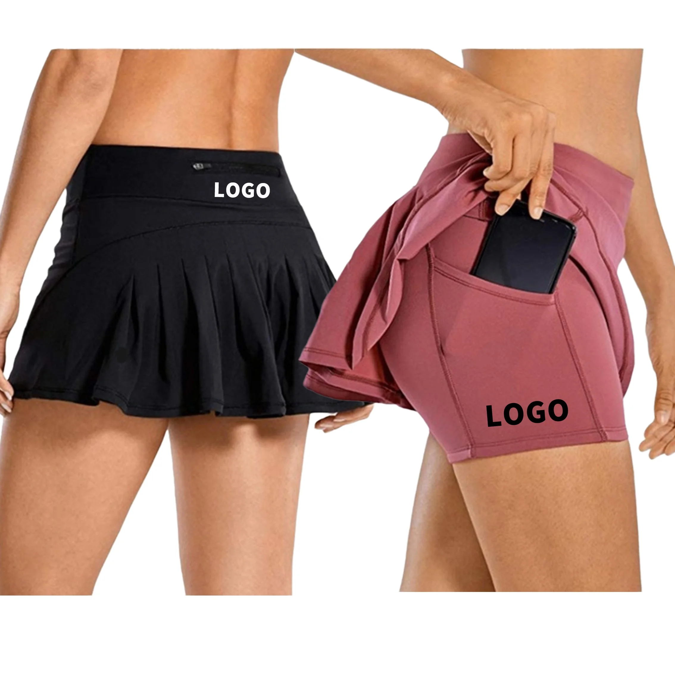Free Custom Logo Built In Shorts Gym Wear Activewear Women Short Tennis Skirt