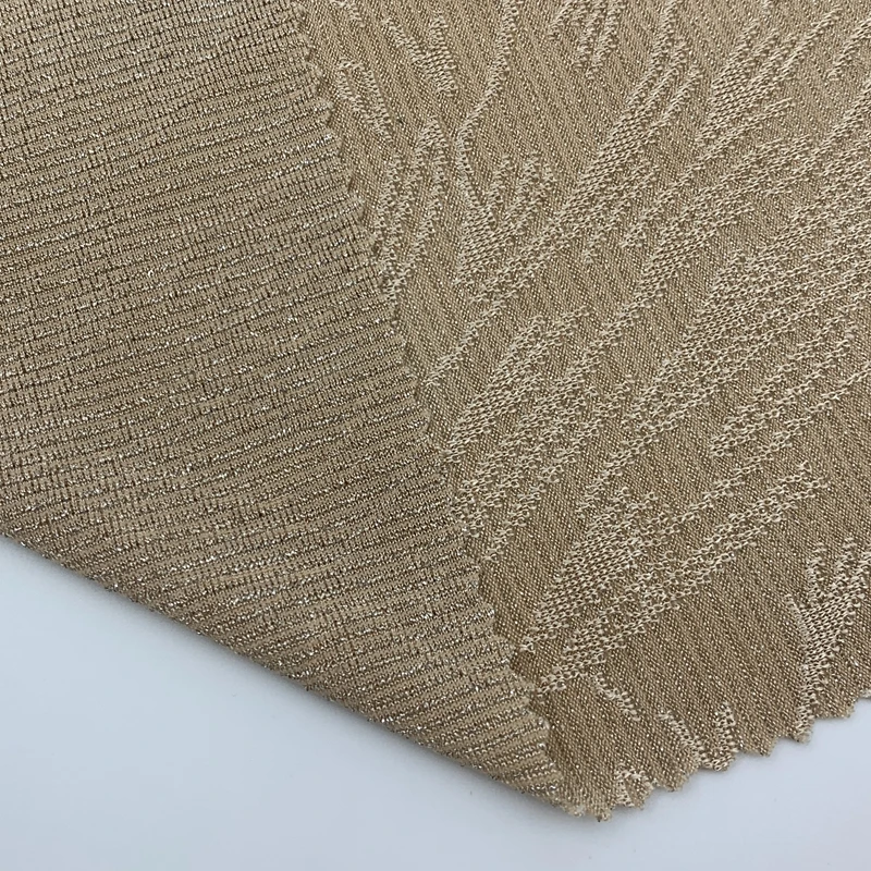 Wholesale 4 way stretch metallic sliver Jacquard knitted fabric Polyester Spandex Lurex Fabric For Dresses Swimwear