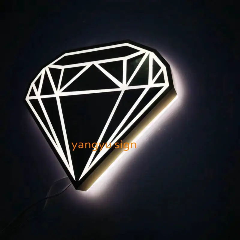 yangyu Outdoor custom gold stainless steel halo lit 3d led outdoor shop wall sign channel letter sign