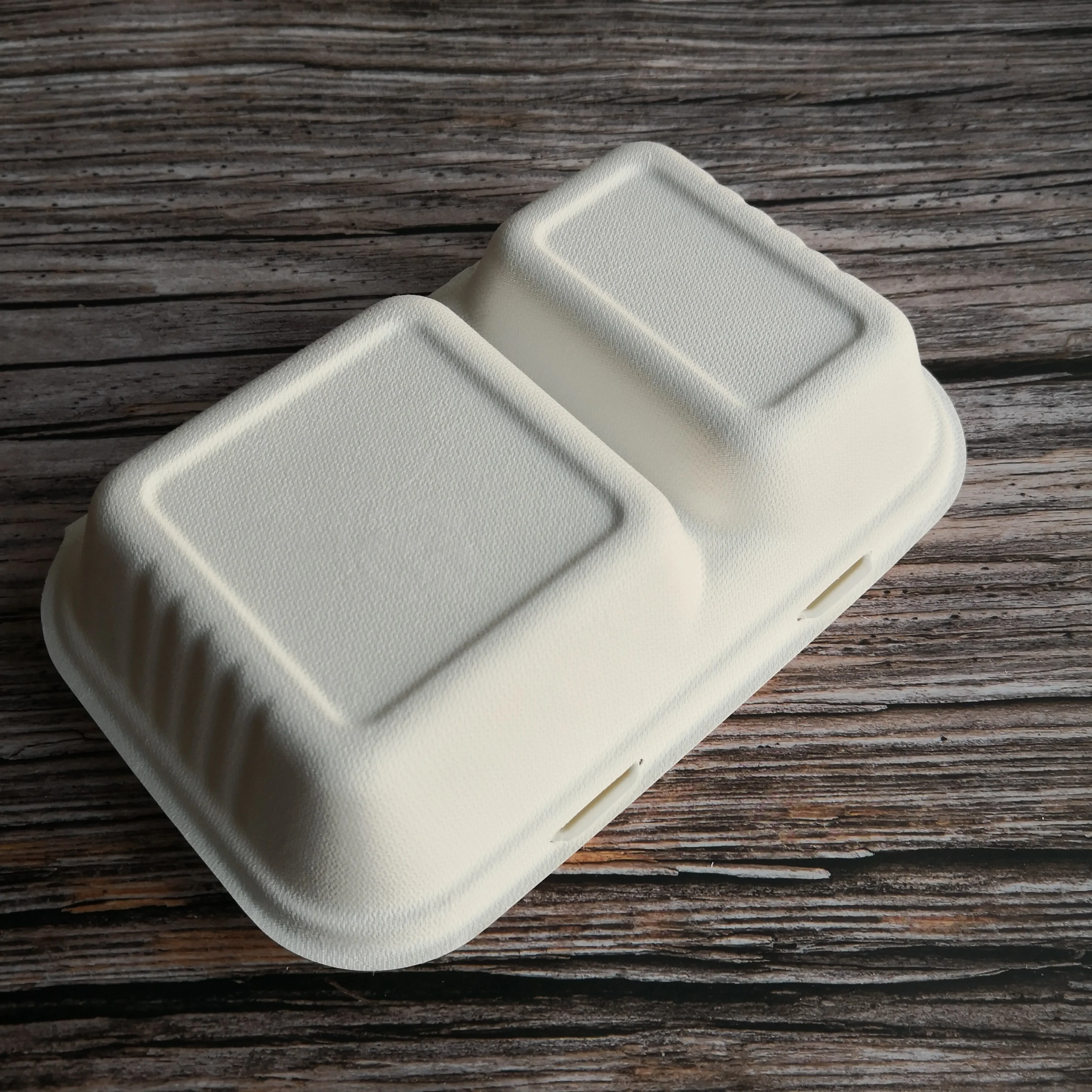 biodegradable recycled food packaging take away box with 2 compartment tray