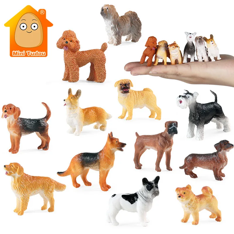 Realistic Figurines Toys w/Dog House Durable Solid Body Puppy Educational Collection Decorations 12PCS Dogs Figures Play Set
