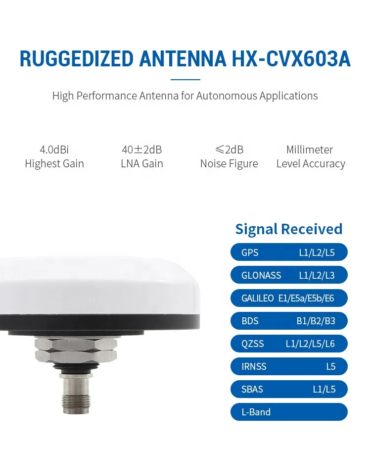 Harxon High Accuracy GNSS Antenna construction IP67 Waterproof Mapping Ruggedized RTK Antenna