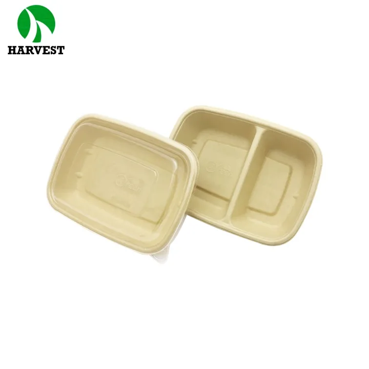 One time use 2 compartment paper microwave bento lunch box food container