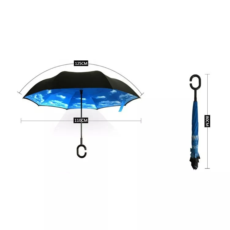 TX201 Luxury Double Layer Windproof Reverse Umbrella C Custom Upside Invert Umbrellas Wholesale Custom Double Arc C Plastic