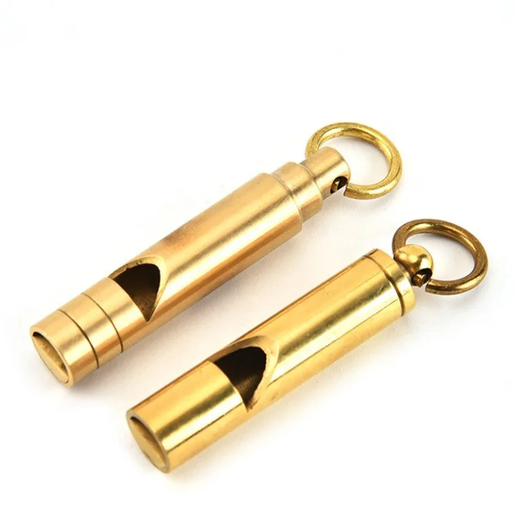 Vintage Brass Whistle Handmade Pure Brass Whistle Referee Survival Whistle Keychain pendant Outdoor supplies