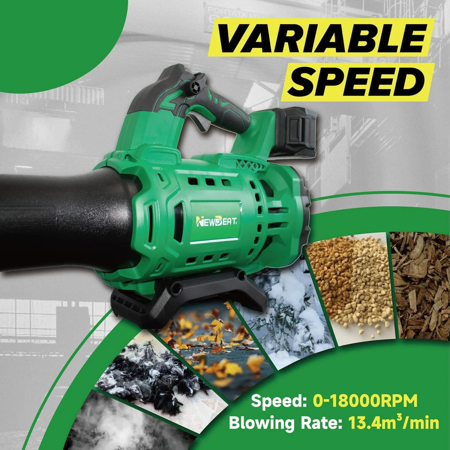 NewBeat Cordless Air Leaf Blower Machine 21V Battery Power Tools Variable Speed Electric Powered Dust Blowers Wholesaler