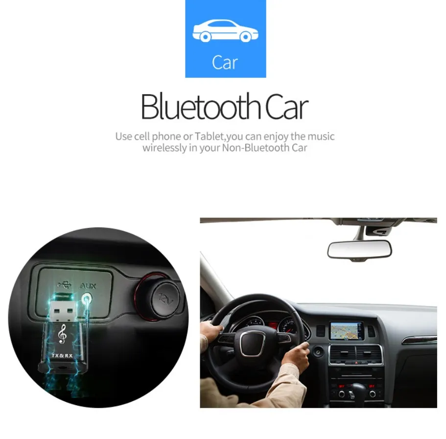 Лидер продаж, беспроводной приемник-передатчик BT 2 в 1, музыкальный адаптер 3,5 мм