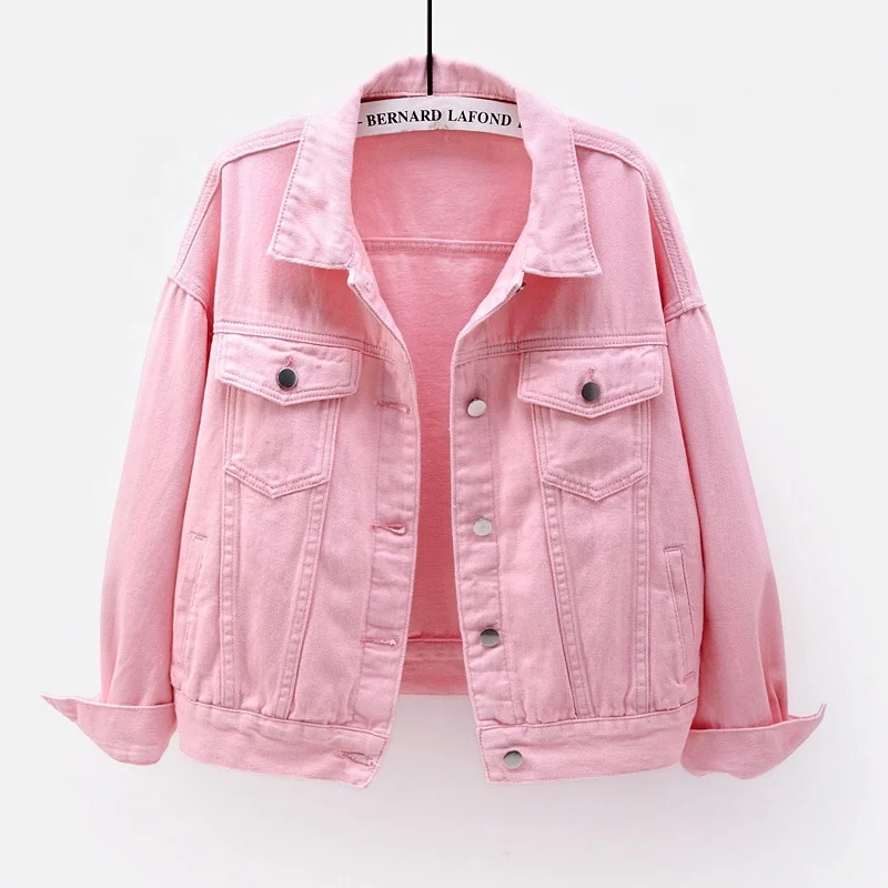 WH012 high quality denim jacket women  multicolor Short Denim Jackets Long Sleeve Casual Jeans Jacket Women
