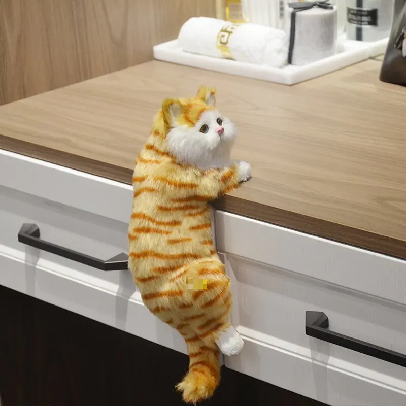 Simulation Cat Dolls Fur Lifelike Animal Product Model Desktop Fake Cat Doll Toy For Birthday Gift Home Decoration