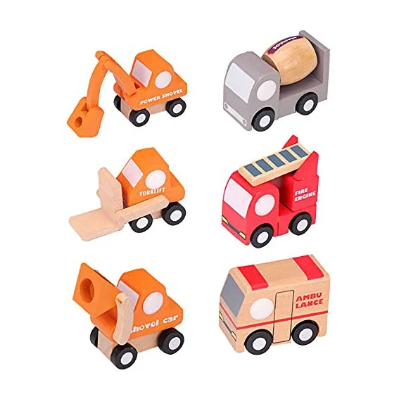 Wooden Toys Wooden Kids Mini Vehicles For Toddlers Compatible to Thomas Train Toys Railway Major Brands Construction Toy Cars