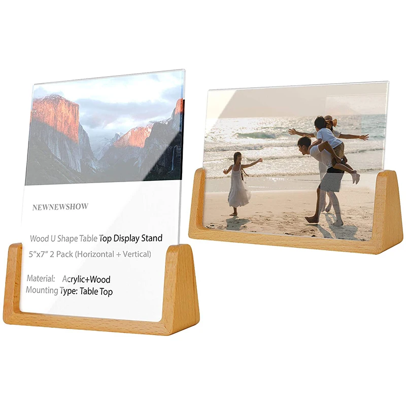A4A5A6 Acrylic Wooden Menu Card Holder Table Card Holder Postcard Photo Picture Display Stand