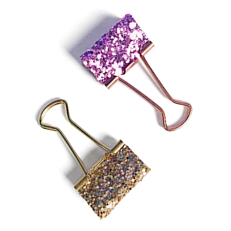 Stationery supplies new cute korean kawaii sequins metal office file binder school paper binder clips
