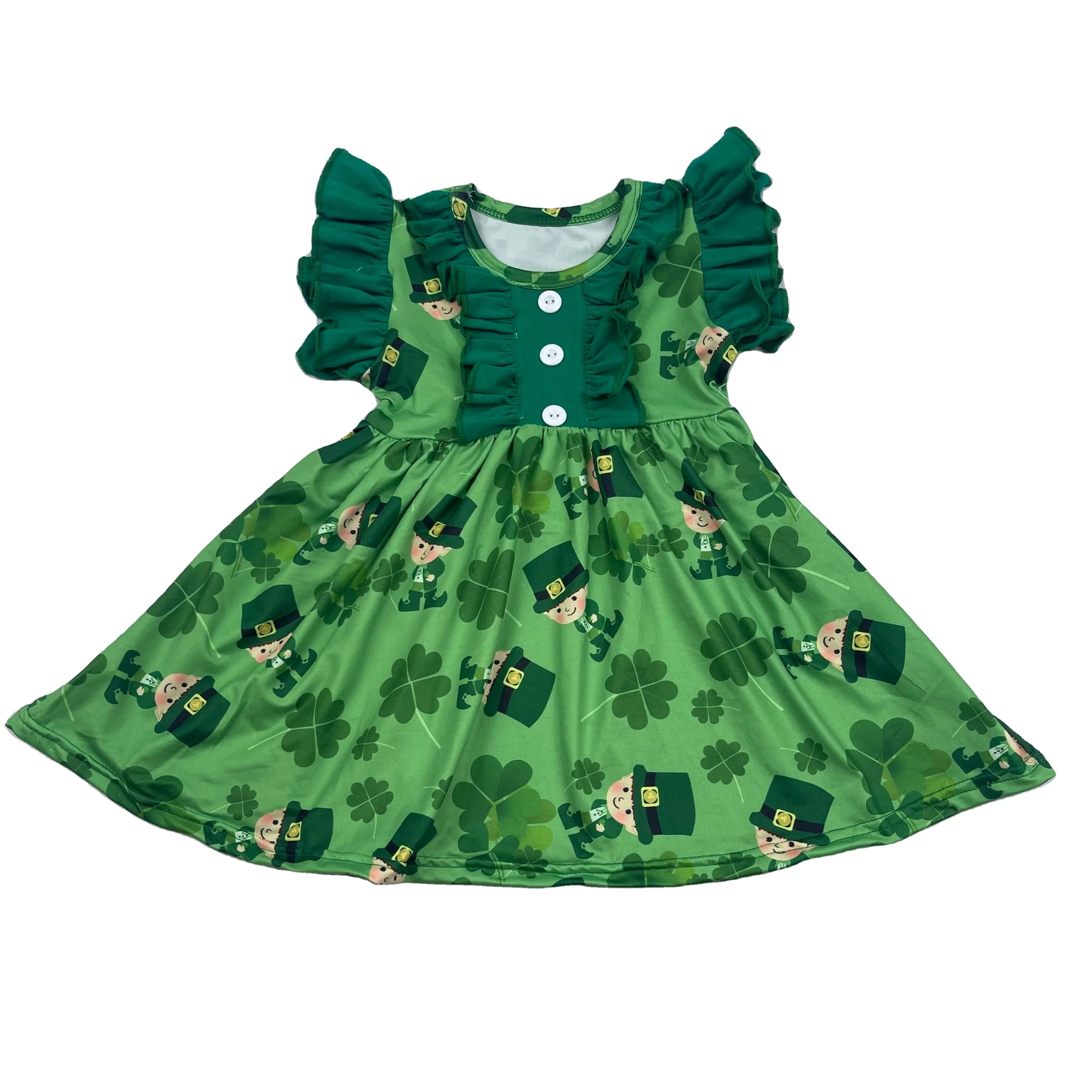 Qingli OEM St Patricks Day Kids Trendy Clothing Girls Dresses 10-12
