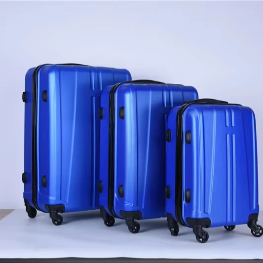 customized oem 3-piece 20inch 24inch 28inch Aluminum Frame blue luggage Suitcase sets  airport luggage trolley