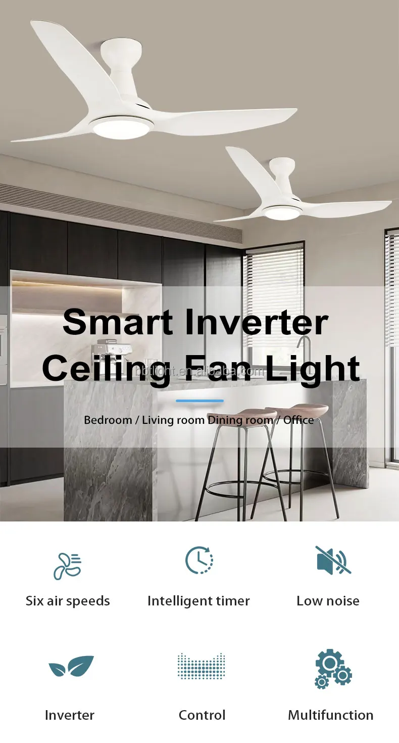 Hot Sale High Quality LED Ceiling Fan Light Remote Control Dimmable Low Noise 3 ABS Fan Blades For Bedroom Conference Room