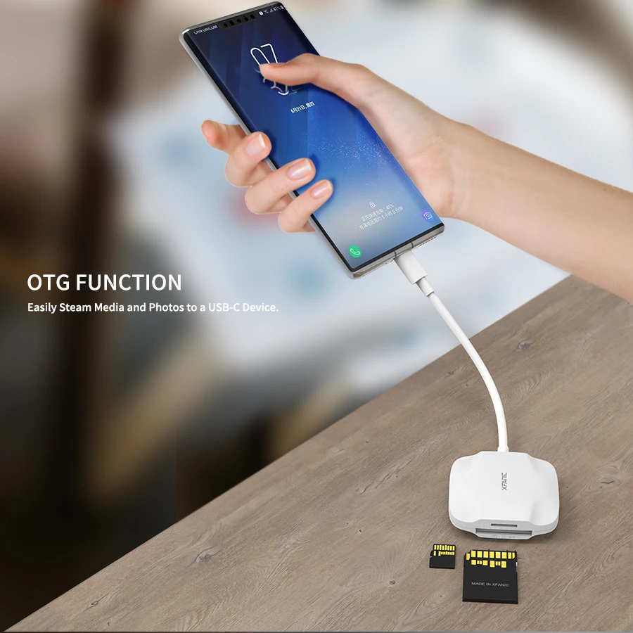 Plug and Play USB-C to SD4.0 and TF4.0 Memory Card Reader Support Read and Write with High Transfer 300M/s