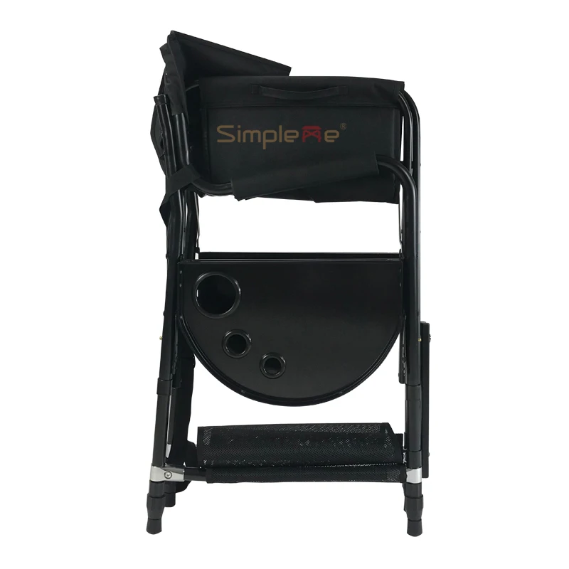 Simpleme Lightweight Aluminum Portable Folding Tall Director Adjustable Makeup Artist Chair With Headrest