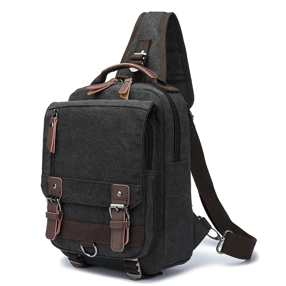 Fashion portable single strap rucksack outdoor messenger shoulder bag  Custom logo canvas Men Crossbody sling Bag