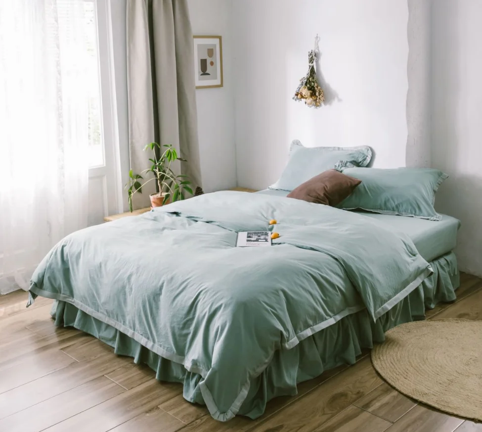 High hope sheet sets European and American style bed four-piece dyeing blue Wolf 3D bedding flower series