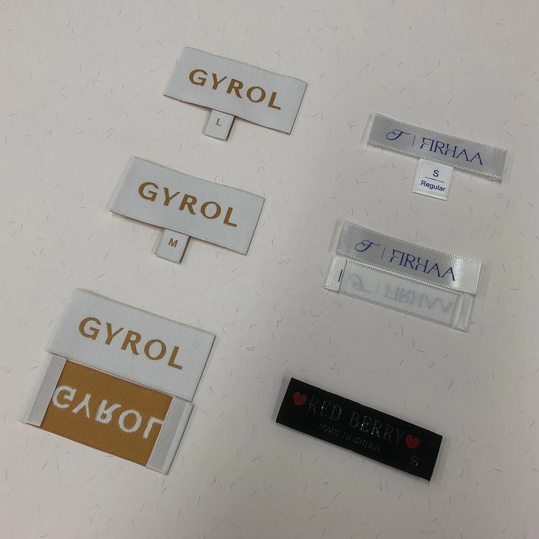 Customized high-density clothing label collar small label design satin cotton folding label