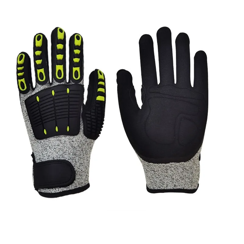 High quality heavy-duty durable shockproof and cutting resistant nitrile frosted work gloves mechanical working gloves