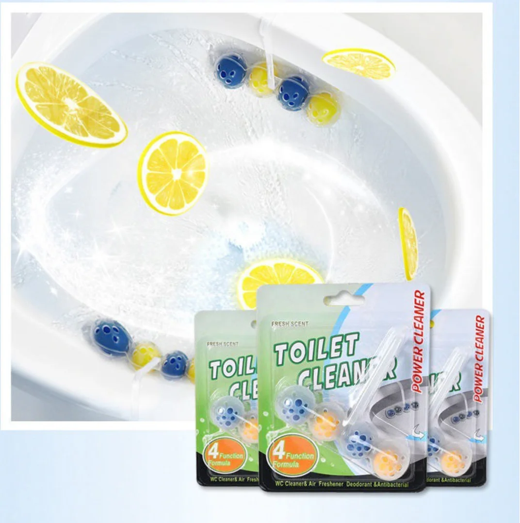 OEM Vendor Flush Toilet Cleaner Bleach Ball deodorizer   Toilet rim Bowl Hanger Cleaner Eco friendly  4 IN 1 Toilet cleaner ball