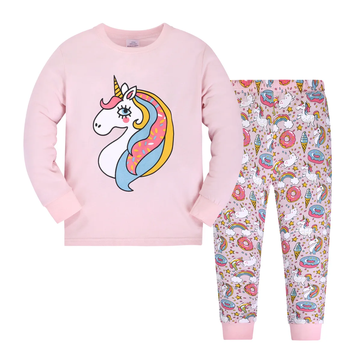 100% Cotton Sleeping Clothes Cartoon Pyjamas Long Sleeve 2 Piece Sleepwear Girls Pajamas Set Kids PJs