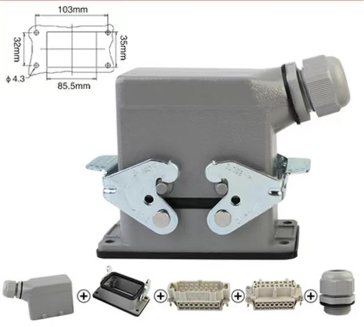 iehc Heavy duty connector HE-6 bit 10 hole 16 pin 24 32 48 core rectangular hot runner waterproof aviation plug socket