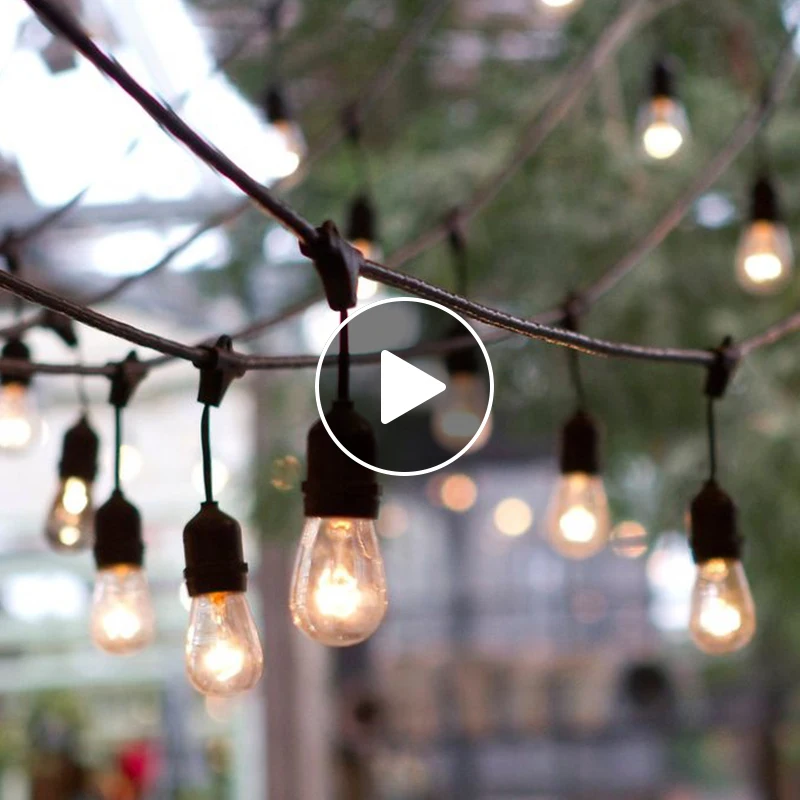 48 Foot outdoor Weatherproof flexible led Light string Hanging Sockets Perfect Patio Lights