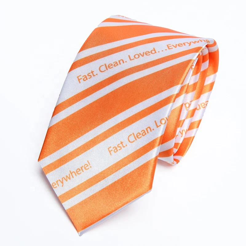 Wholesale Hand Made yellow white University Striped Tie Custom Logo Polyester digital printing  School Uniform Ties