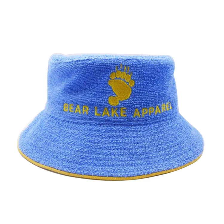 High Quality Customized Logo Embroidered Terry Cloth Cotton Towel Bucket Hat