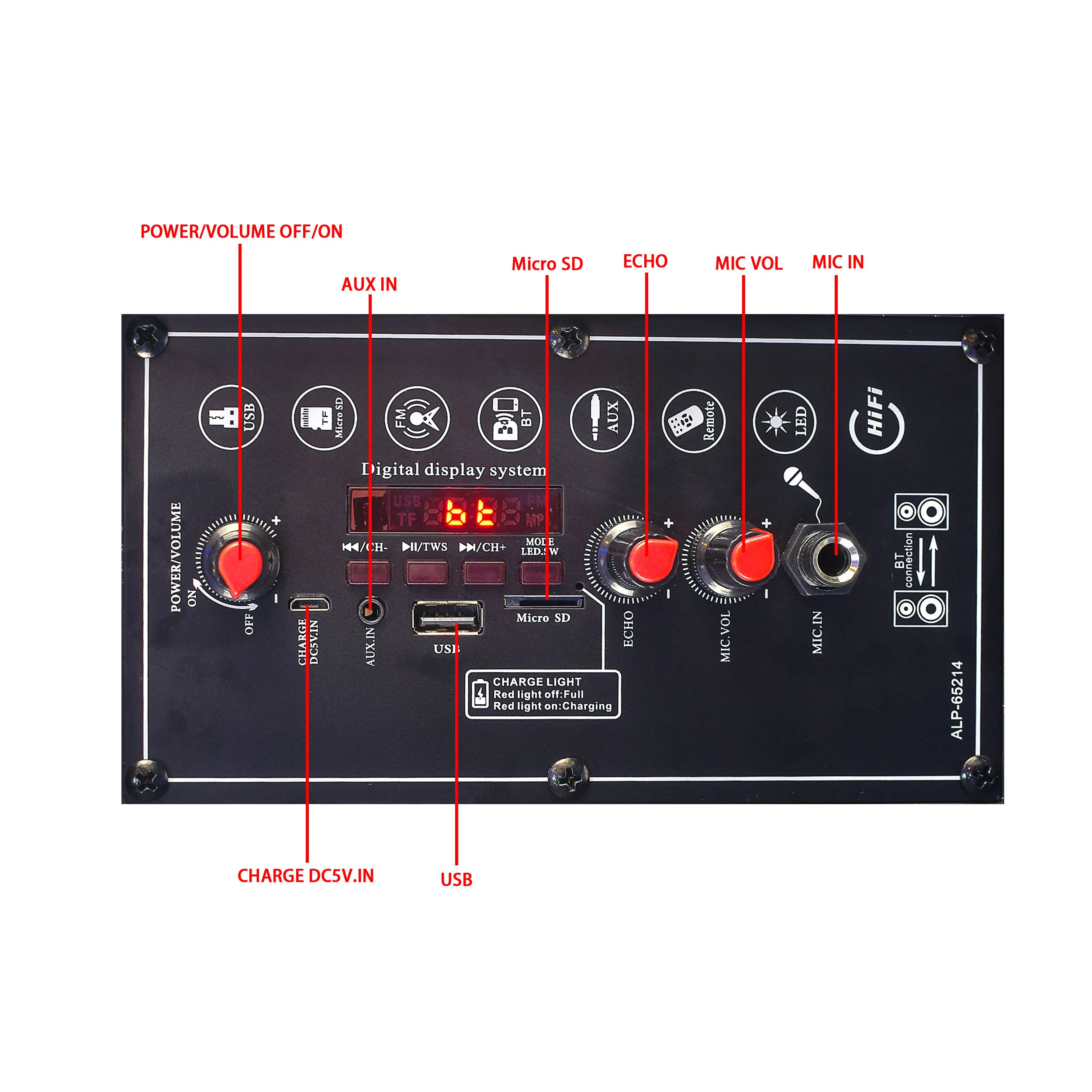 
ailipu alp65214 6.5' Double Amplifiers Professional Loud Superb Sound Portable Versatile Wireless Bt Outdoor Speaker 