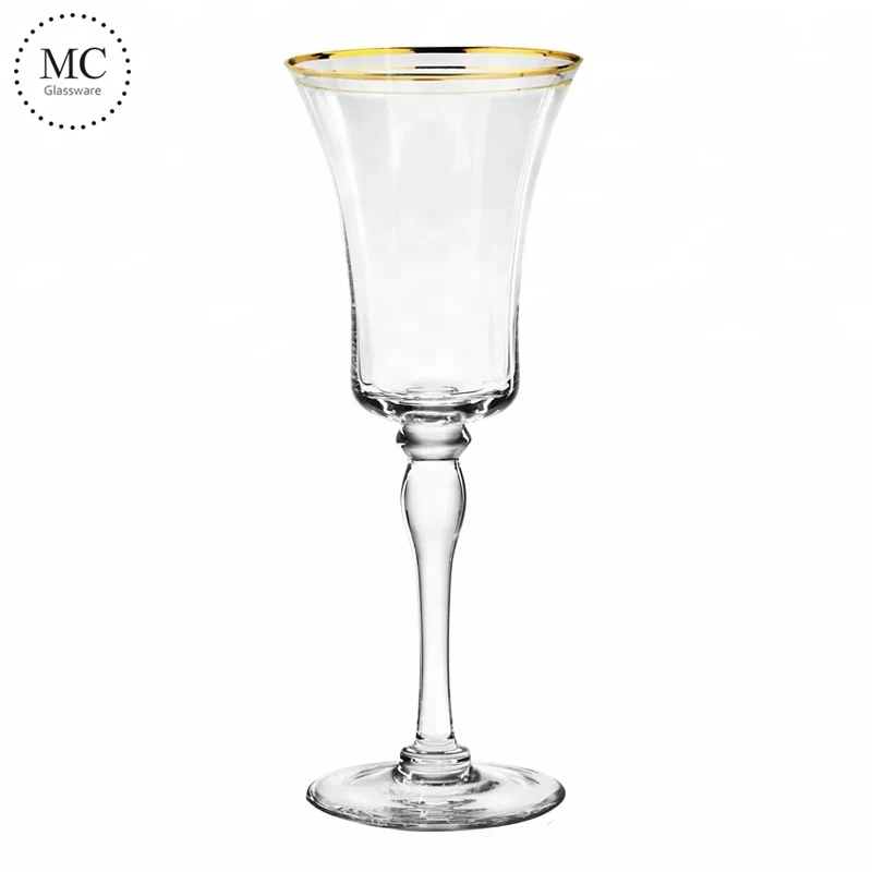 Practical gold rimmed champagne glasses for wedding parties