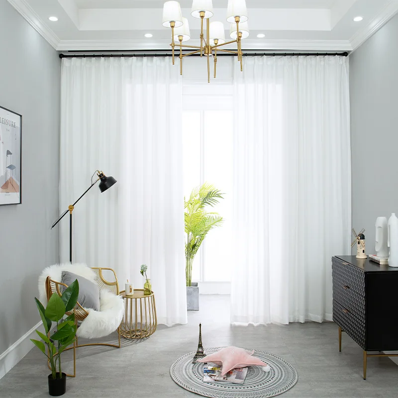 Oem производитель, поставка прозрачных белых прозрачных тканевых штор из белого бархата