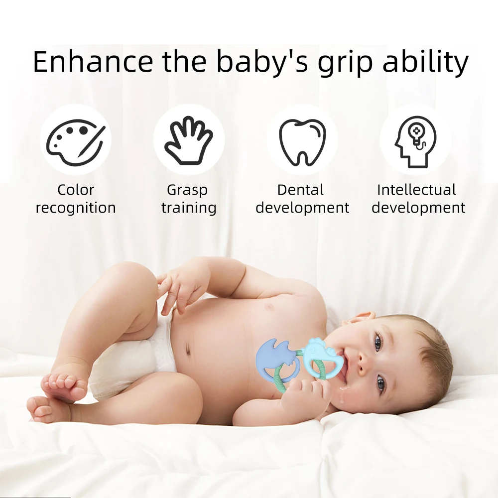 Customized 100% Food Grade Silicone Baby Ring 3-Piece Dental Glue Toy Set