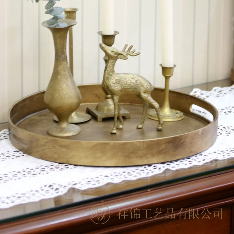 Xiang Jin New Chinese Retro Round Tray Hotel Banquet Mat Tray Plastic Decorative Tray