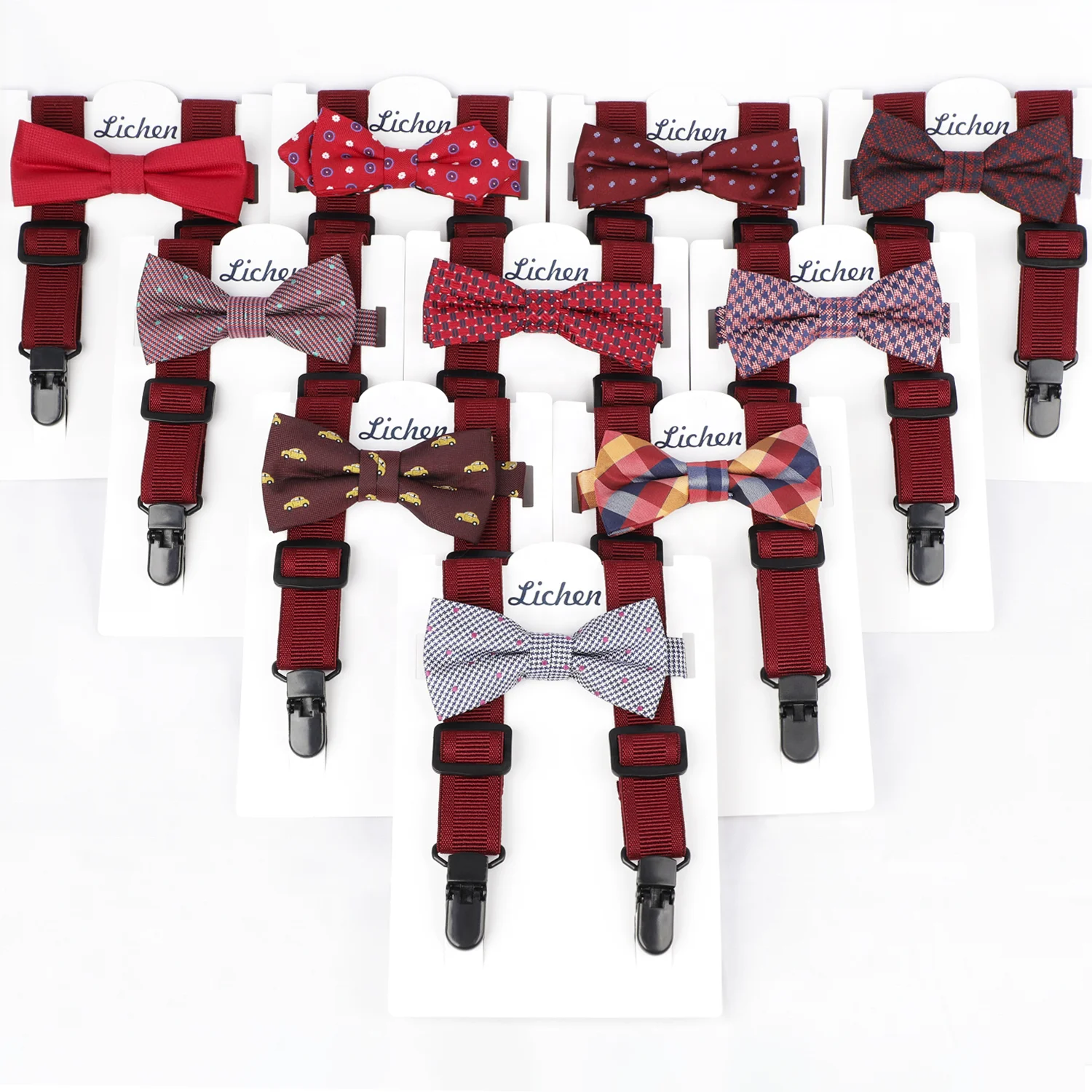 Suspenders Straps Bow Tie Set Adjustable Elastic Y Back Style Suspenders with Metal Clips and Bowtie