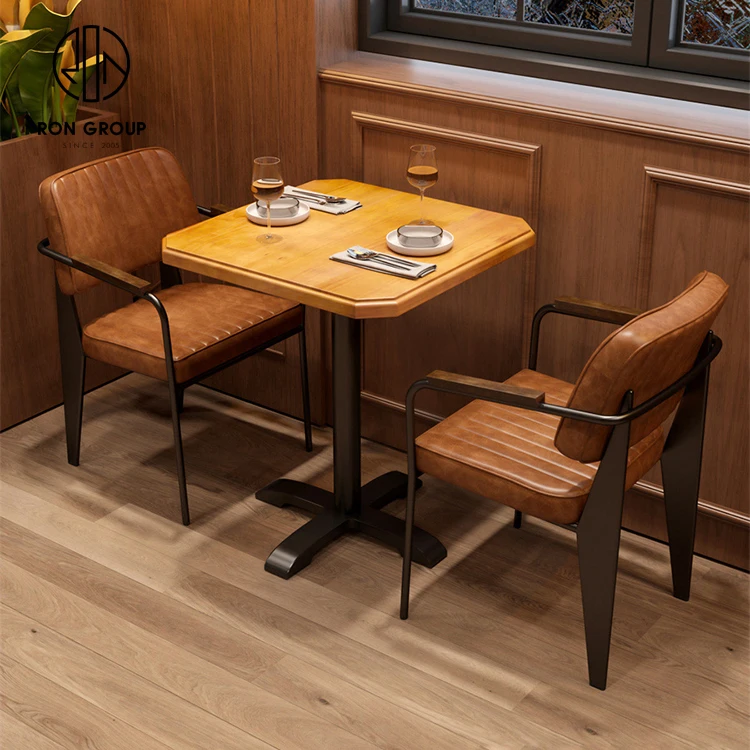 China modern pizza luxury coffee tea shop cafe leather wood square restaurant furniture bench sofa seating table and chair set