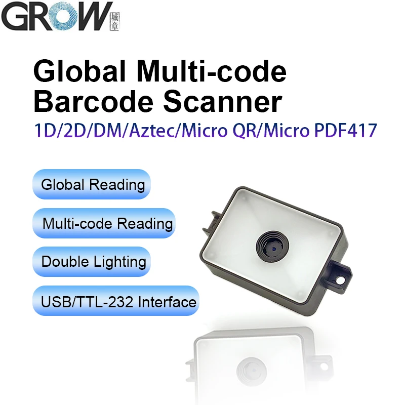 GROW GM78 Global Multi-code DC5V USB UART Interface 1D 2D Bar Code Qr Code Scanner Module Reader For Arduino Android Windows