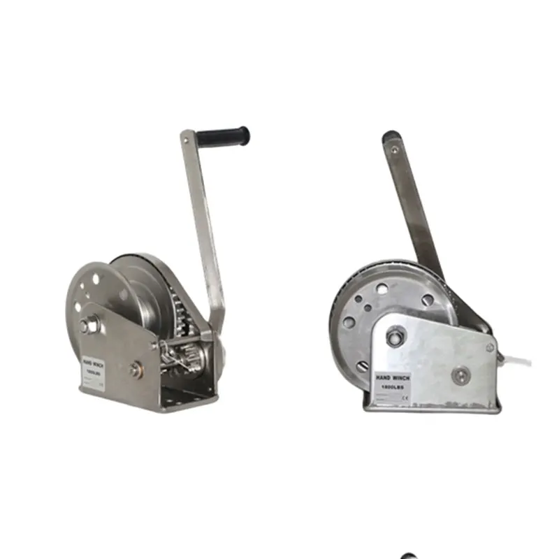 high speed Handle Boat Trailer Manual Gear Hand Crank Winch with Belt heavy duty hand winch brake stainless steel
