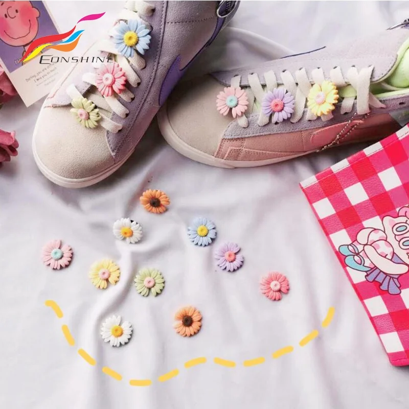 DIY Plastic Sunflower Daisy Sakura Flower Shoe Lace Buckle Sneaker Shoelace Charms Decoration Accessories