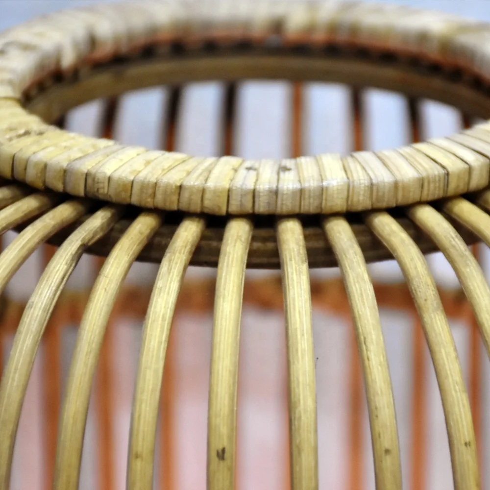 Bamboo Hurricane Lantern Candle Holder Round Vintage Candle Lantern with Stand And Glass Shade For Home Indoor Decorations