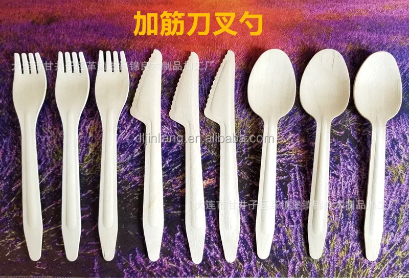 Wooden Compostable Utensils Set Sturdy Wood Disposable Cutlery Biodegradable Utensils for Party Free From Plastic Cutlery Set