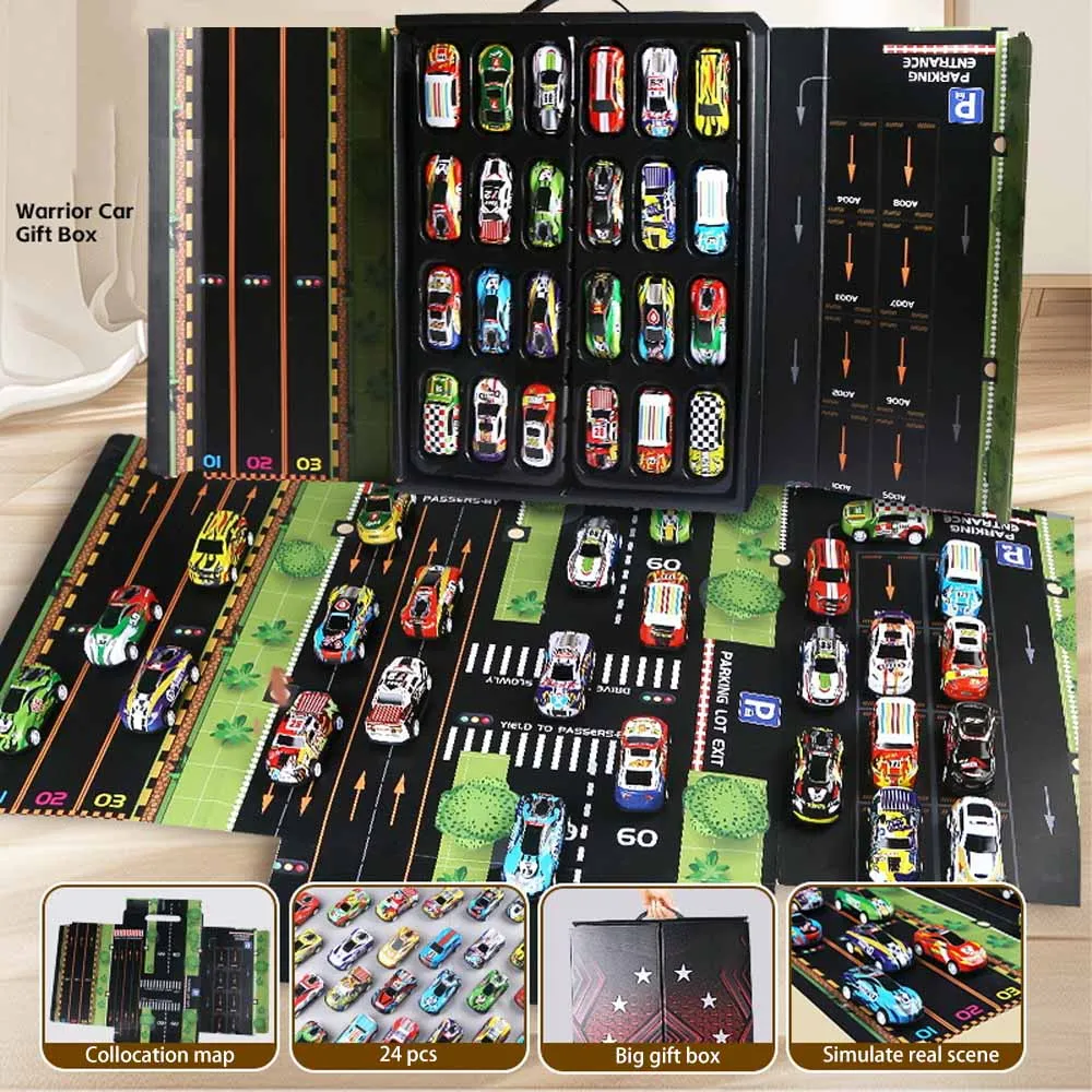 Pack Pull Back Cars 96 pcs Vehicles Car Toys Container Carrier Truck Die Cast METAL ALLOY Toy Cars Set