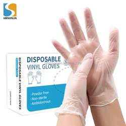 HBSOSUN Large Medium Small Vinyl Gloves Blue Black Pink Clear 100pcs Box Powder Free Food Grade Manufacturers
