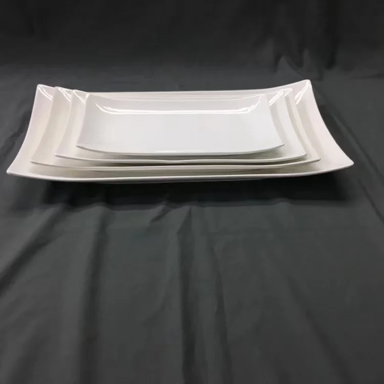 manufacturer cheap price rectangle restaurant hotel ceramic plate set rectangle serving tray plate