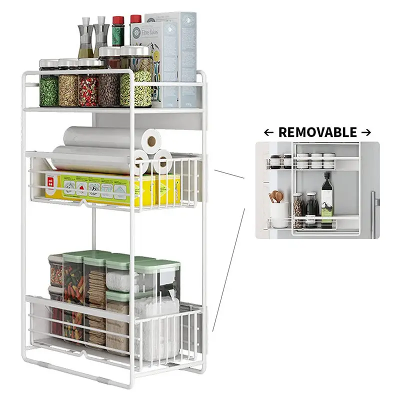 Household Kitchen Organizer Wall Mounted Fridge Side Shelf Holder Magnetic Suction Refrigerator Rack
