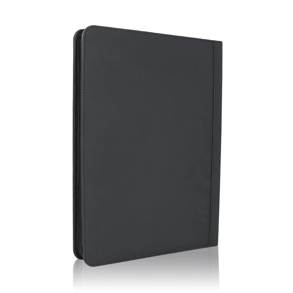 Portfolio PU Leather Customized Portfolio Padfolio With B5 Sized Writing Pad Card Slot And Zipper Closure